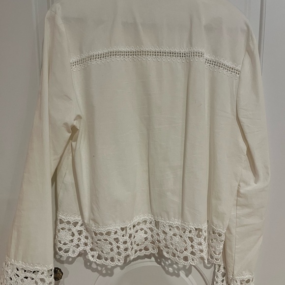 Zara women light cotton jacket with lace in white size M - Picture 2 of 4